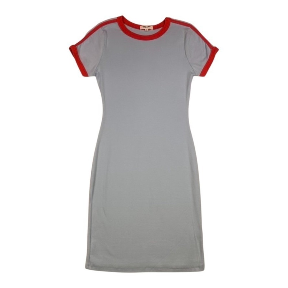 Heart & Hips Knit Dress Blue with Red Trim Medium NWOT